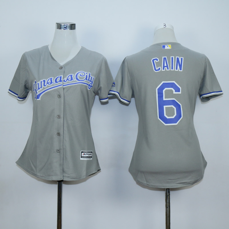 Youth Kansas City Royals #6 Cain Light Grey MLB Jerseys